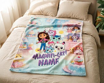Personalized Gabby's Dollhouse Blanket Soft Throw, Custom Name Toddler Girl Gift