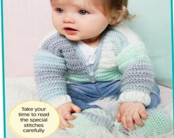 Baby Crochet Pattern Cardigan and Matching slippers