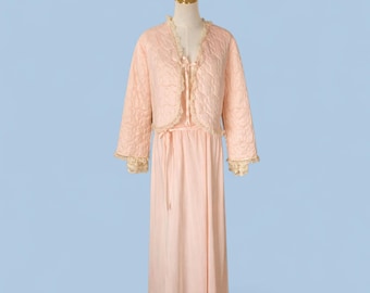 Vintage Robe with Bed Jacket Pink Lace