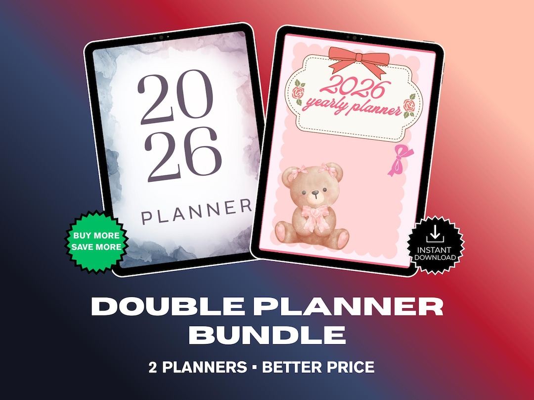 2026 Digital Planner Bundle for iPad | Coquette and Gray Duo ...
