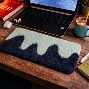 Wave Tufted Keyboard Wrist Rest, Aesthetic Desk Setup, Minimal Desk Decor, Cozy Workspace Accessory, Unique Gift