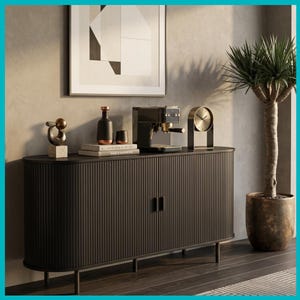 Sideboard Buffet Cabinet with Sliding Door, Adjustable Shelf Storage Cabinet, Coffee Bar Console for Kitchen or Room Entryway