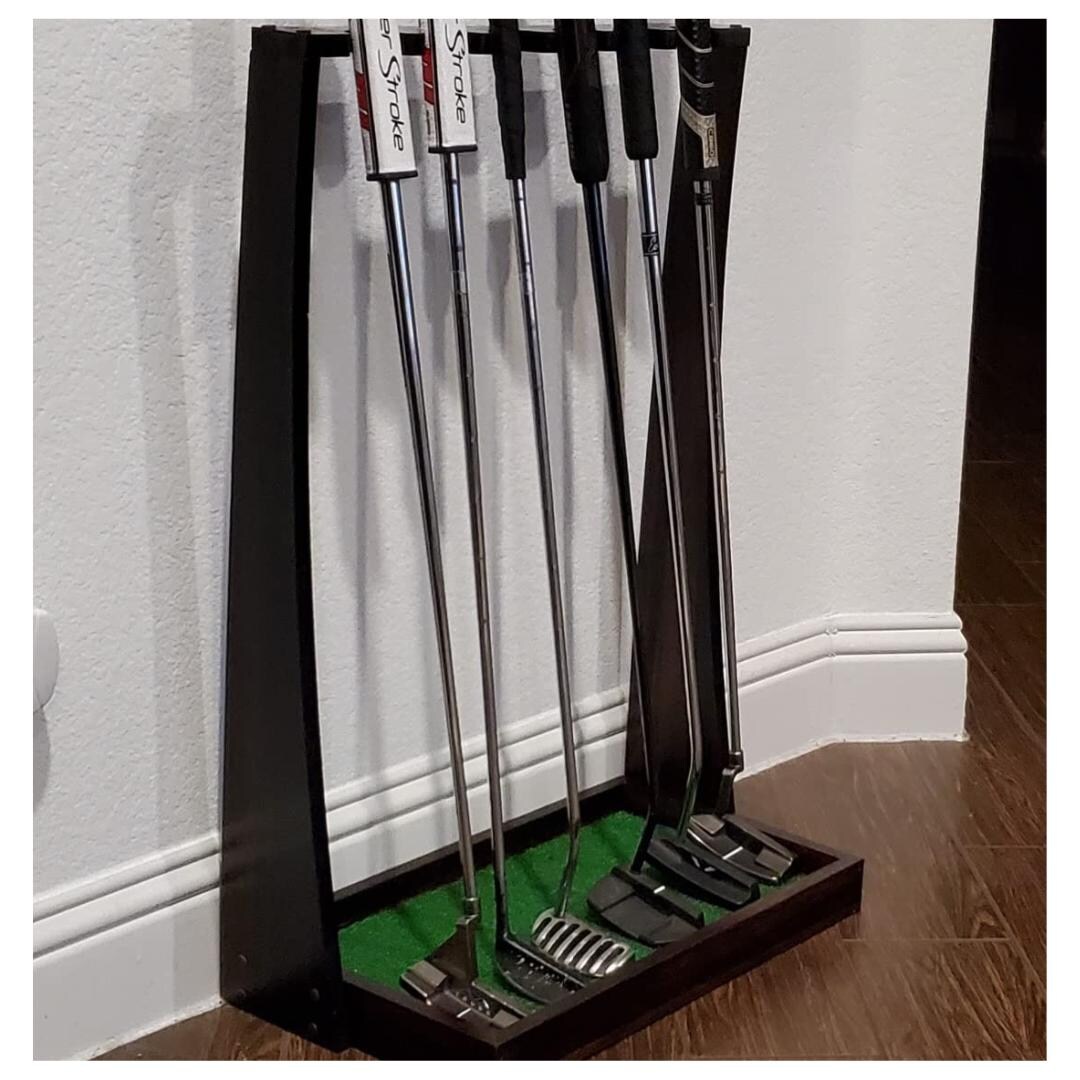 Putter Base Rack Wooden Golf Putter Stand – 6 Club Display Rack, Indoor Golf Organizer ...