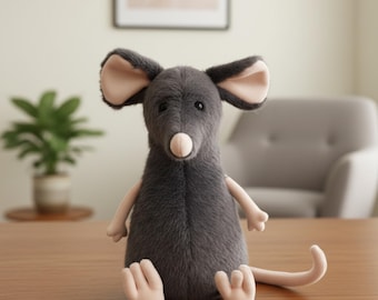 Emotionele knuffel rat, schattige knuffelmuispop, zacht kawaii knaagdiercadeau, handgemaakt troostdier voor plucheliefhebbers