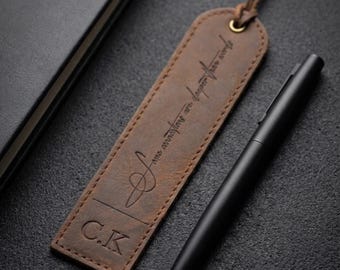 Bladwijzer van echt leer Gepersonaliseerde monogram gegraveerde handgemaakte boekenlegger