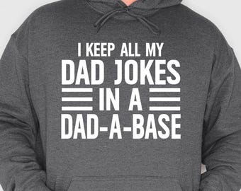 Sudadera divertida para papá, "Guardo todos mis chistes de papá en una sudadera base de papá", regalo para el Día del Padre, regalo para amantes de los chistes de papá, jerséis navideños