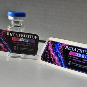 Holographic Peptide Neon Vial Labels, Waterproof Custom Text for 3ml and 10ml (10 Pack)