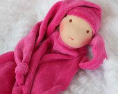 Inspired Waldorf Security blanket fushia with brown eyes