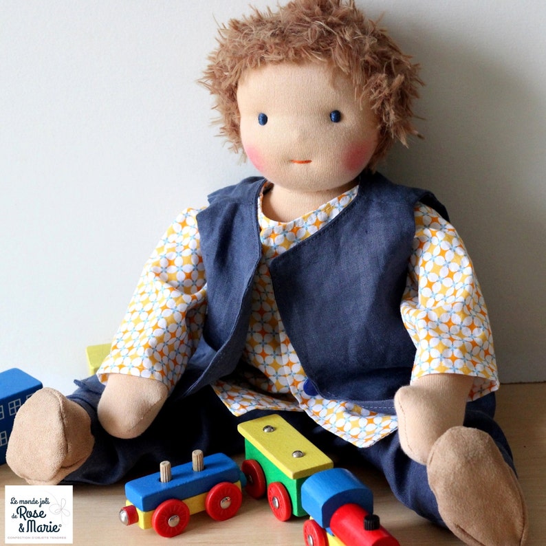 Customed Waldorf boy doll boy rag doll with wool hair 12 Etsy