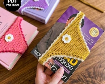 Crochet Bookmark Pattern PDF, Triangle Book Thong Bookmark, Easy Beginner Daisy Page Marker, Book Lover Gift