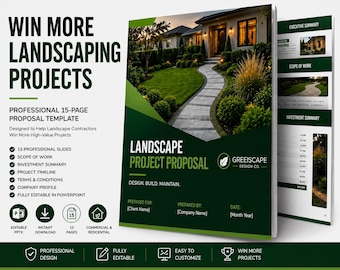 Landscaping Project Proposal Template | Editable PowerPoint for Contractors (PPTX)