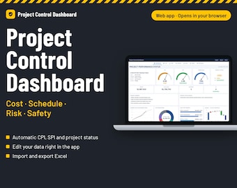 Tableau de bord de contrôle de projet | EVM | CPI | Suivi des coûts SPI | Ordres de modification | Risques et sécurité | Application Web à télécharger