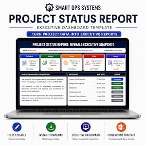 Executive Project Status Report | Ready-to-Present PMO Updates in Minutes | Editable PowerPoint
