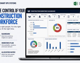 Construction Workforce Planning System | Employee Allocation & Competency Matrix | Excel Workforce Dashboard