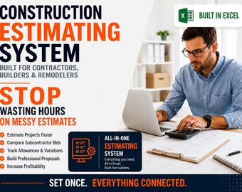 Construction Bid & Estimating Template Excel | Win More Bids with Accurate Cost Estimates in Minutes