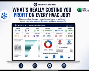 HVAC Business Management System Excel Template | Job Costing, Invoicing (Digital Download)