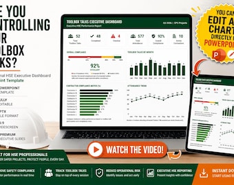 HSE Executive Dashboard PowerPoint Template | Toolbox Talks Report (Editable PPTX)