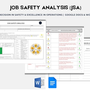 Job Safety Analysis (JSA) Template | Safety Workplace | Risk Management Tool | Included Sample