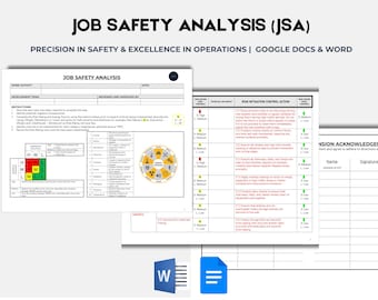 Szablon analizy bezpieczeństwa pracy (JSA) | Bezpieczeństwo w miejscu pracy | Narzędzie do zarządzania ryzykiem | Dołączona próbka
