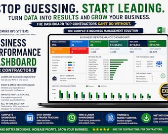 Construction Job Costing Excel Template | Contractor Dashboard | Invoice & Timesheet Tracker