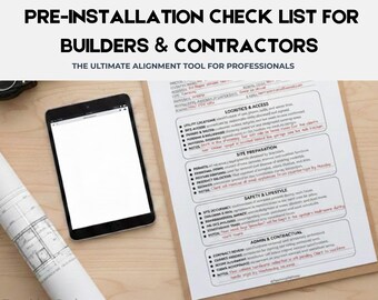 Lista kontrolna dla wykonawców i budowniczych przed instalacją | Unikanie sporów | Ograniczanie ryzyka | Gotowość placu budowy | Edytowalny plan