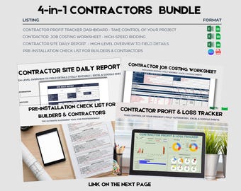 Pakiet biznesowy 4 w 1 dla wykonawców: śledzenie zysków, kalkulacja kosztów prac, raport dzienny i lista kontrolna przed instalacją