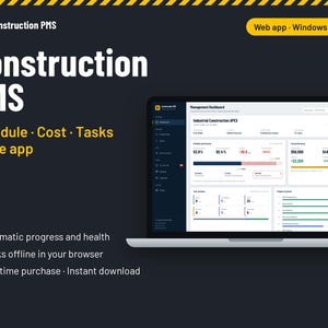 Programvara för byggprojektledning | Schemaläggning och kostnadskontroll | Gantt, Kanban, dashboard | Webbapp för digital nedladdning