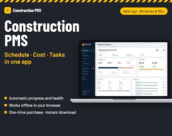 Logiciel de gestion de projets de construction | Contrôle des coûts et des délais | Diagrammes de Gantt et Kanban, Tableau de bord | Application web à télécharger