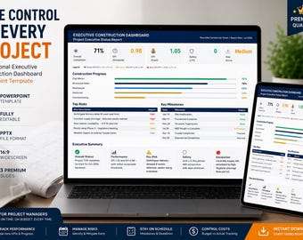 Executive Construction Dashboard PowerPoint Template | Project Management KPI Report