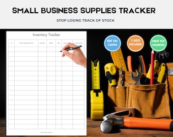 Śledzenie zapasów dla małych firm | Edytowalny plan | Lista zapasów do druku | Kontrola materiałów