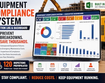 Equipment Compliance System Excel Template | Inspection Log | Asset Register | Maintenance Tracker