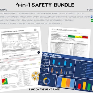 4-in-1 Safety Bundle | Automated Dashboard |JSA | Incident Report