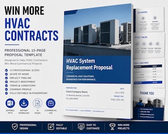 Residential and Commercial HVAC Proposal Template | Editable PowerPoint for Contractors (Digital Download)