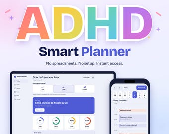 Application de planification numérique, agenda quotidien adapté aux personnes atteintes de TDAH, suivi des habitudes, suivi budgétaire, planification des objectifs, minuteur de concentration, outil de brainstorming, accès instantané