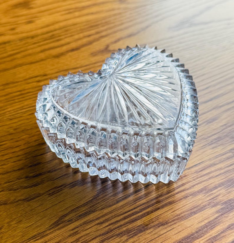 Vintage Pressed Glass Heart Dish | Valentine's Day Trinket Candy Dish