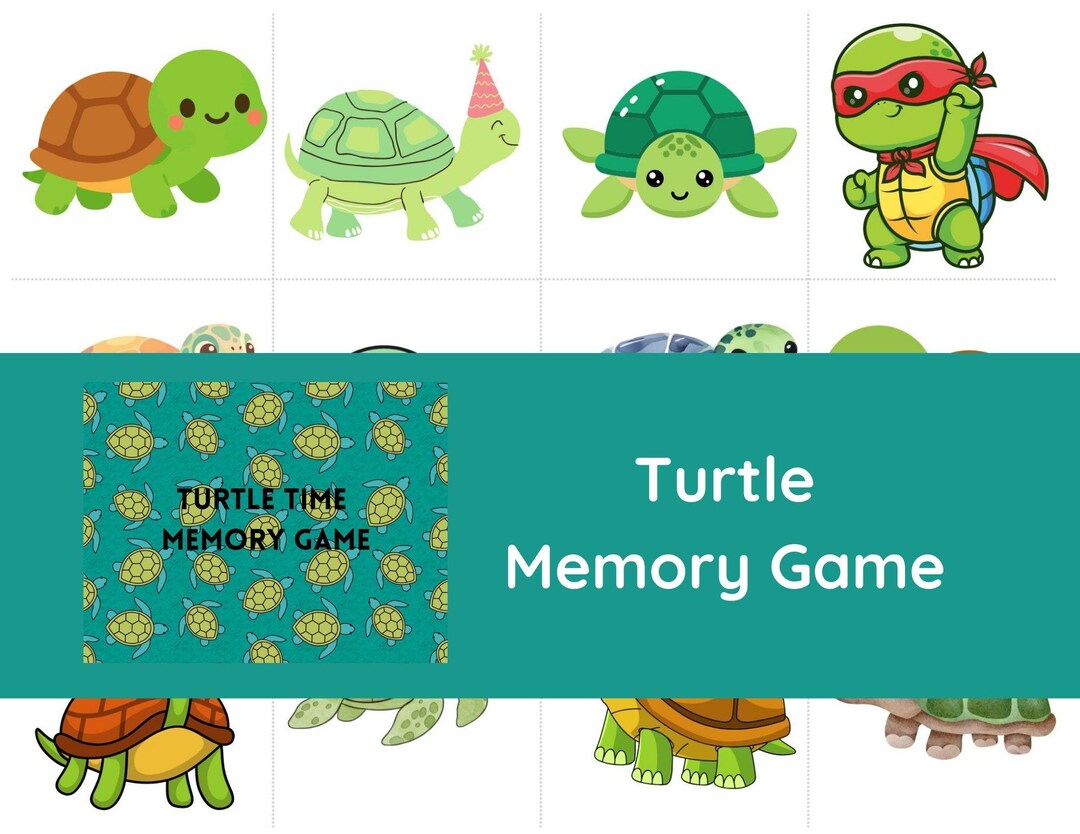 Turtle Memory Game for Kids • Printable Matching Activity (instant ...
