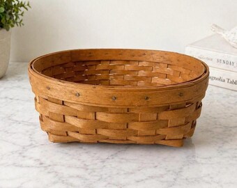 Vintage 2003 Longaberger Basket | Small Woven Basket | Dresden Ohio | Primitive Farmhouse Decor
