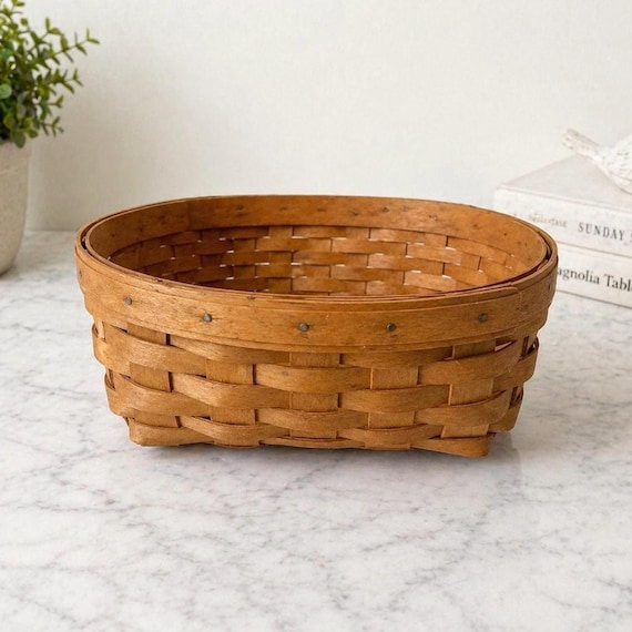 Vintage Longaberger Basket | Small Woven Basket | Primitive Farmhouse Decor