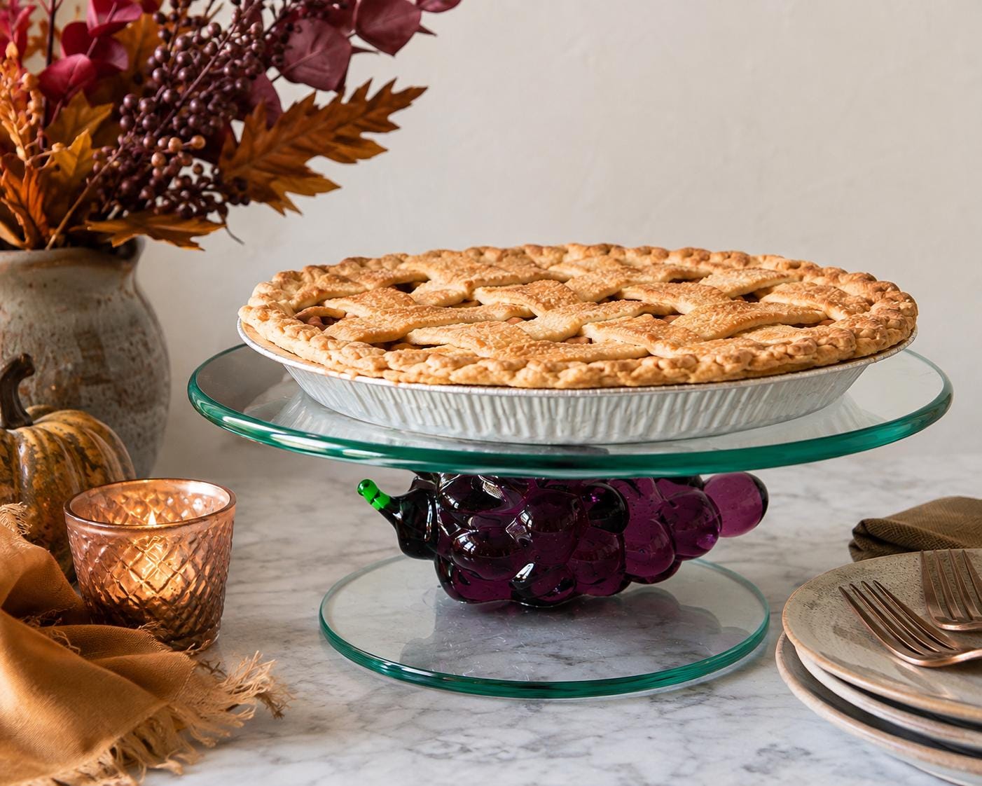 Vintage Purple Glass Cake Stand - Etsy