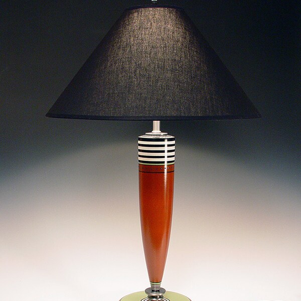 Handmade lamp. Table lamp. Desk Lamp.  Hand painted. Black and white stripes. Wonderfully whimsical.