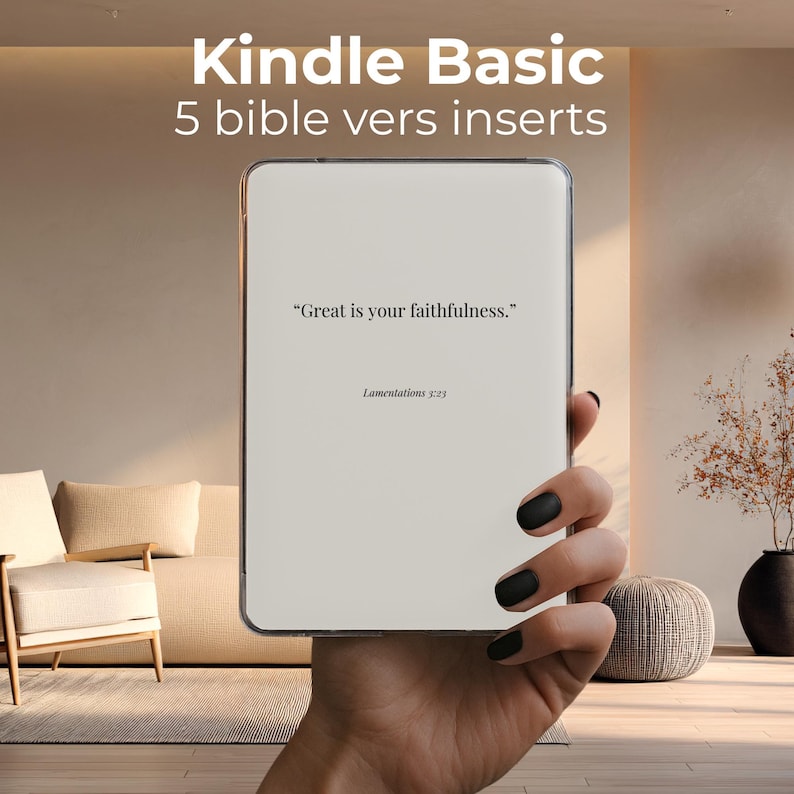 Bibleverse Kindle Basic Insert Bundle Simple Faith Collection Minimal Christian Ereader Clear Case Art