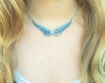 Engel Flügel Halskette, Silber Flügel Schmuck, Engel Flügel Anhänger, Erinnerung, Schutz Halskette