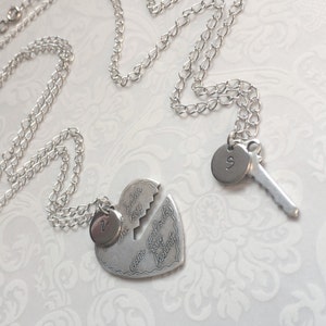 Personalized Couple Necklace-Heart Key Necklace, He Who Holds the Key Necklace, Couples Jewelry, Initial Necklace, Initial Jewelry GIFT