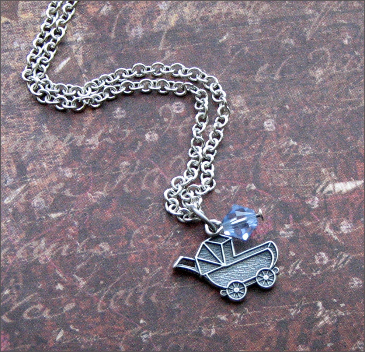 NEW MOTHER'S NECKLACE Baby Buggy Charm w/ Swarovski Etsy