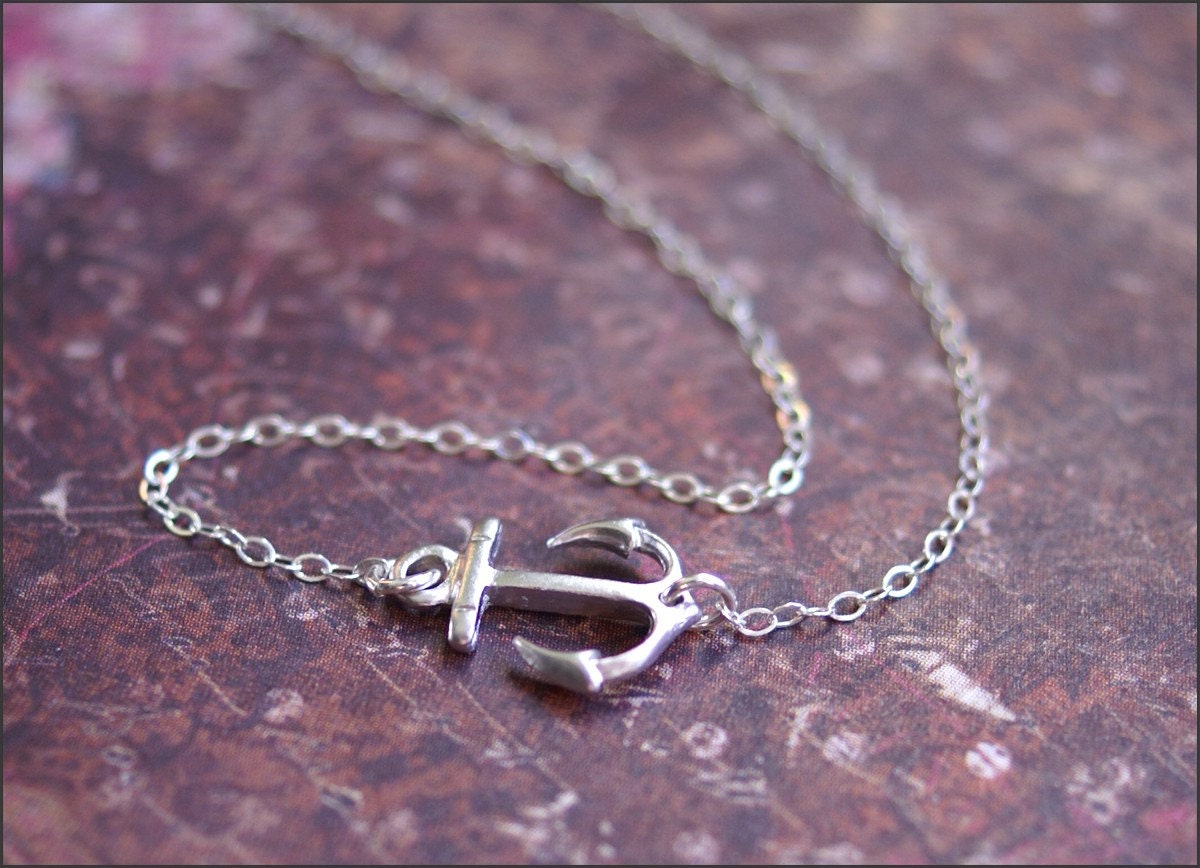 Sideways ANCHOR Necklace Silver Anchor Pendant STERLING | Etsy