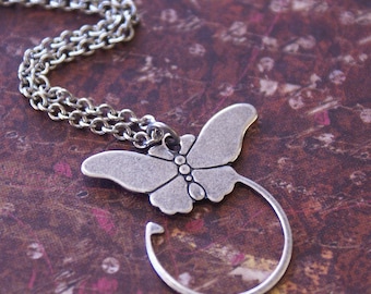 Butterfly Charm Holder Necklace, Silver Butterfly Jewelry, Silver Charm Holder Necklace, Friend, Sister, Mom, Daughter Necklace SALE SALE