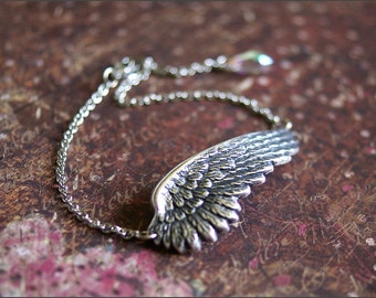 ANGEL WING BRACELET Wing Pendant Jewelry, Angel Wing Silver, Silver Wing Bracelet, Feather Silver Jewelry, Faith, Remembrace, Gift for Her