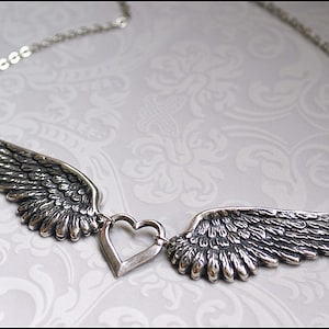 Angel Wing Jewelry~NECKLACE and EARRINGS SET, Angel Wing Necklace & Angel Wing Earrings, Silver Wing Jewelry, Vintage Style Detailed Pendant