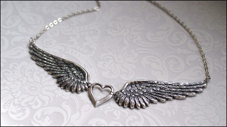 Angel Wing Necklace Silver Wing Jewelry GORGEOUS DETAILED Angel Wing Pendant PERFECT for her, Mother, Sister, Friend Gift Chic Necklace image 1