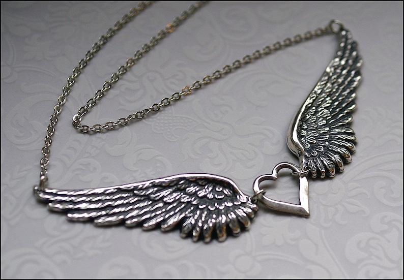 Angel Wing Necklace Silver Wing Jewelry GORGEOUS DETAILED Angel Wing Pendant PERFECT for her, Mother, Sister, Friend Gift Chic Necklace image 5